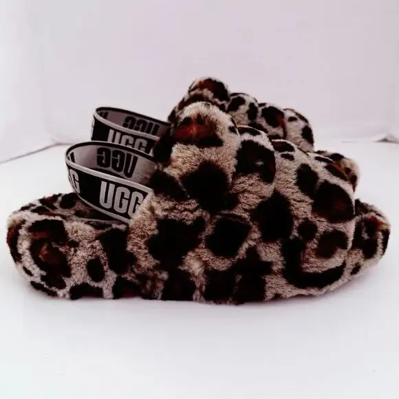 UGG Fluff Yeah leopard slides animal print slippers women’s size 8 - Picture 6 of 8